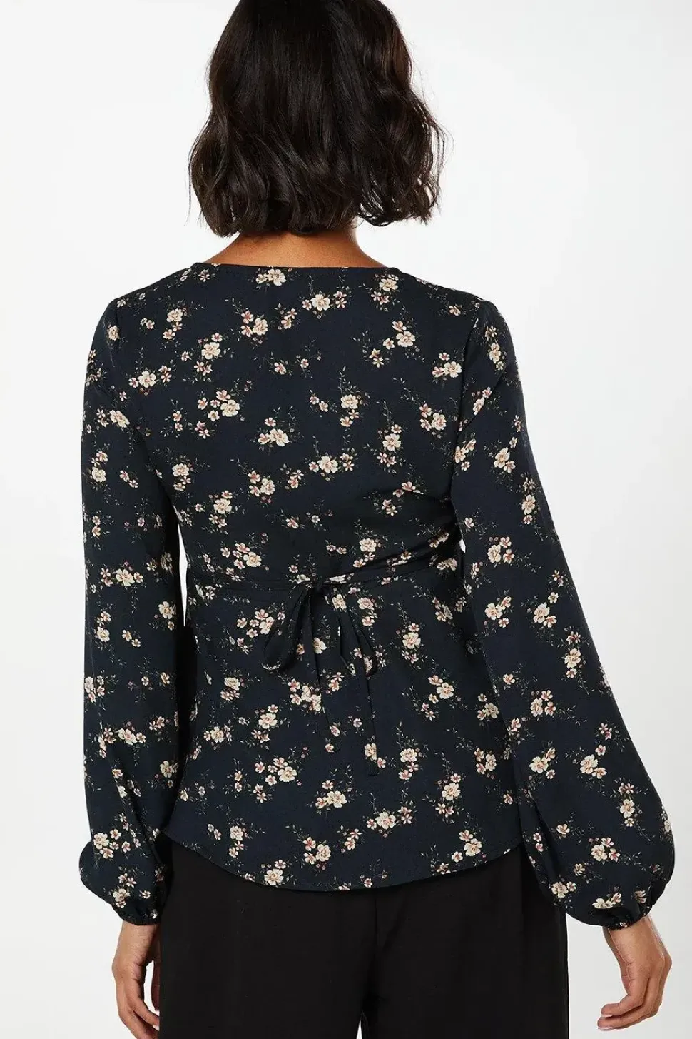 Ditsy Floral Long Sleeve Button Front Tea Blouse