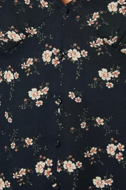 Ditsy Floral Long Sleeve Button Front Tea Blouse