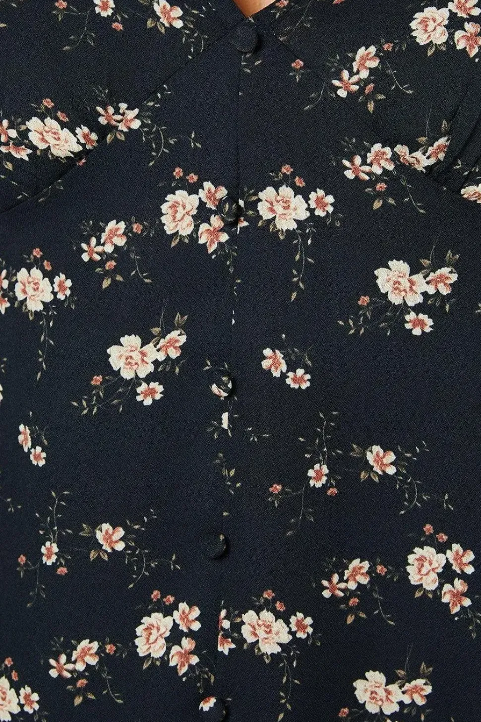 Ditsy Floral Long Sleeve Button Front Tea Blouse
