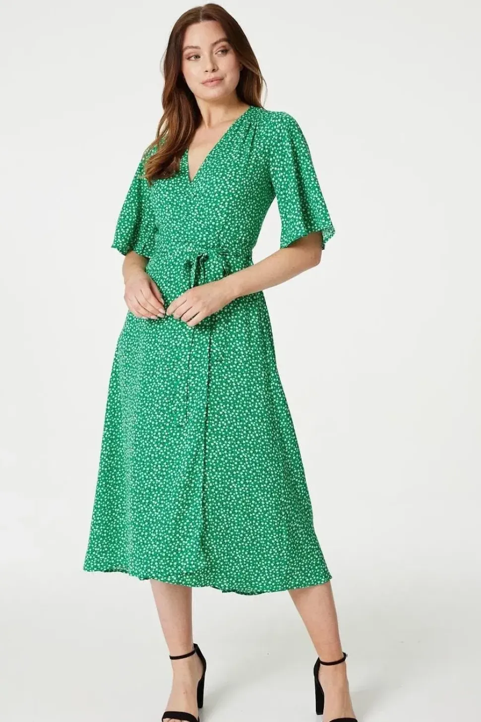 Ditsy Floral Midi Wrap Tea Dress
