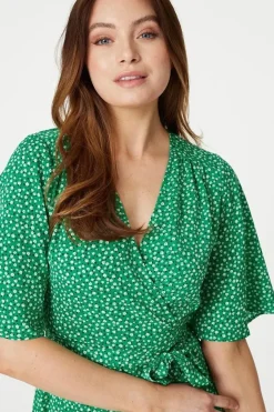 Ditsy Floral Midi Wrap Tea Dress