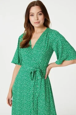 Ditsy Floral Midi Wrap Tea Dress