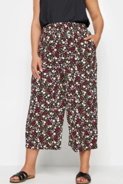 Ditsy Floral Print Wide Leg Cropped Trousers