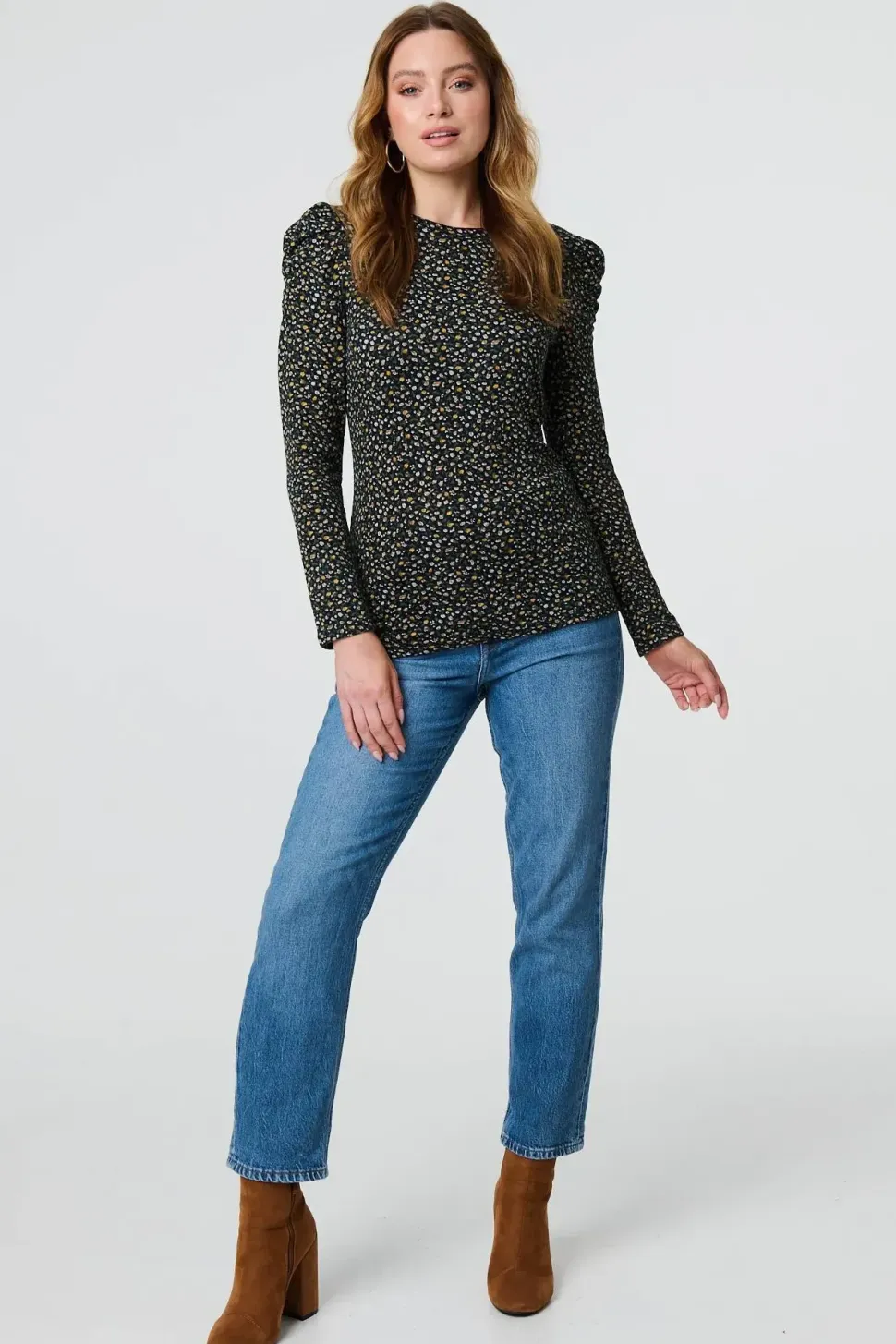 Ditsy Floral Ruffled Long Sleeve Top