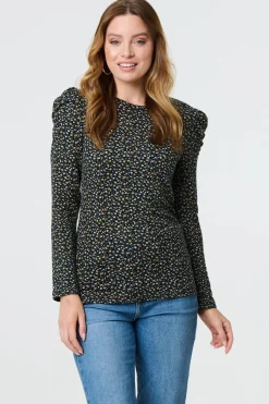 Ditsy Floral Ruffled Long Sleeve Top