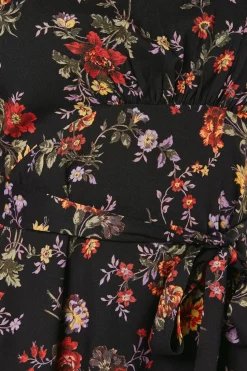 Ditsy Floral Shirred Cuff Mini Dress