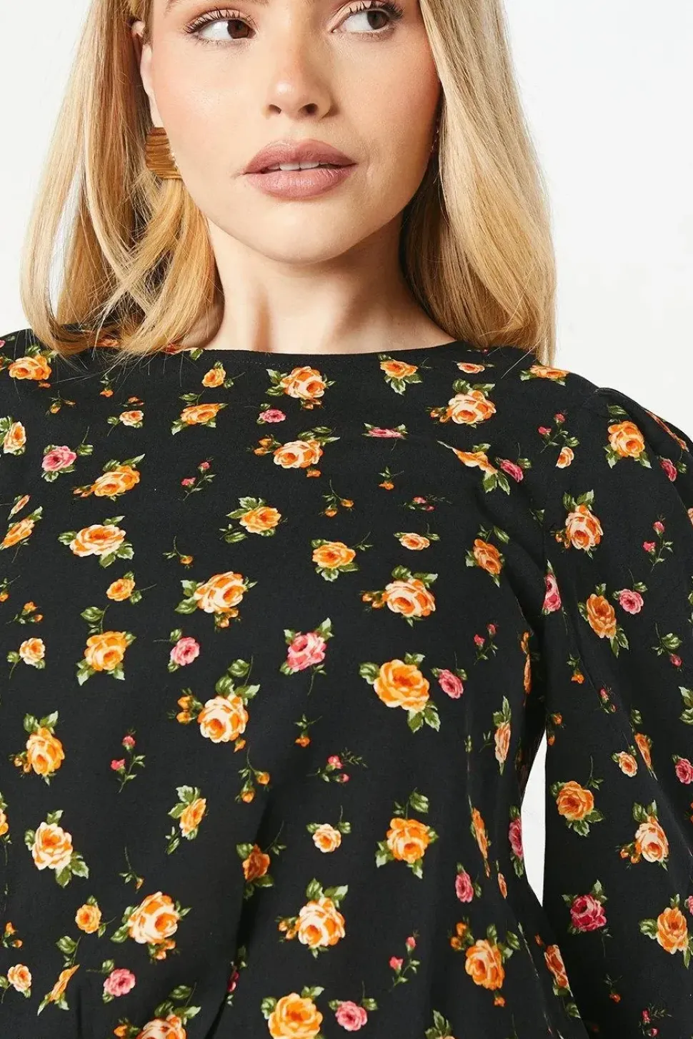 Ditsy Floral Shirred Hem Blouse