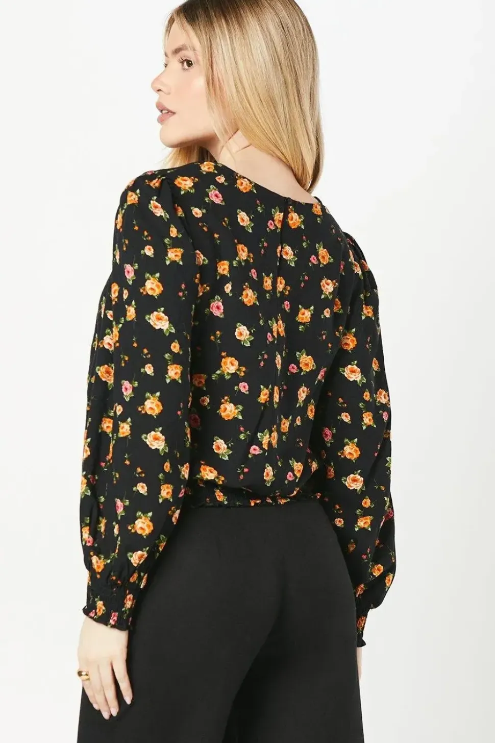 Ditsy Floral Shirred Hem Blouse