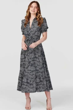 Ditsy Floral Short Sleeve Shirt Dress