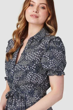 Ditsy Floral Short Sleeve Shirt Dress