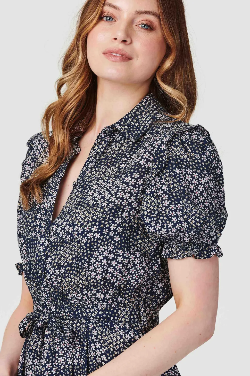Ditsy Floral Short Sleeve Shirt Dress
