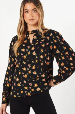 Ditsy Keyhole Blouse