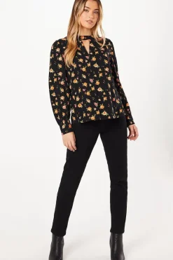 Ditsy Keyhole Blouse