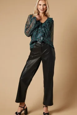 Ditsy Metallic Chiffon Ruffle Blouse