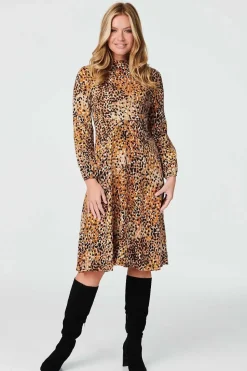Ditsy Print High Neck Tea Dress