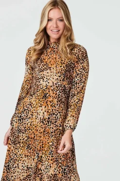 Ditsy Print High Neck Tea Dress