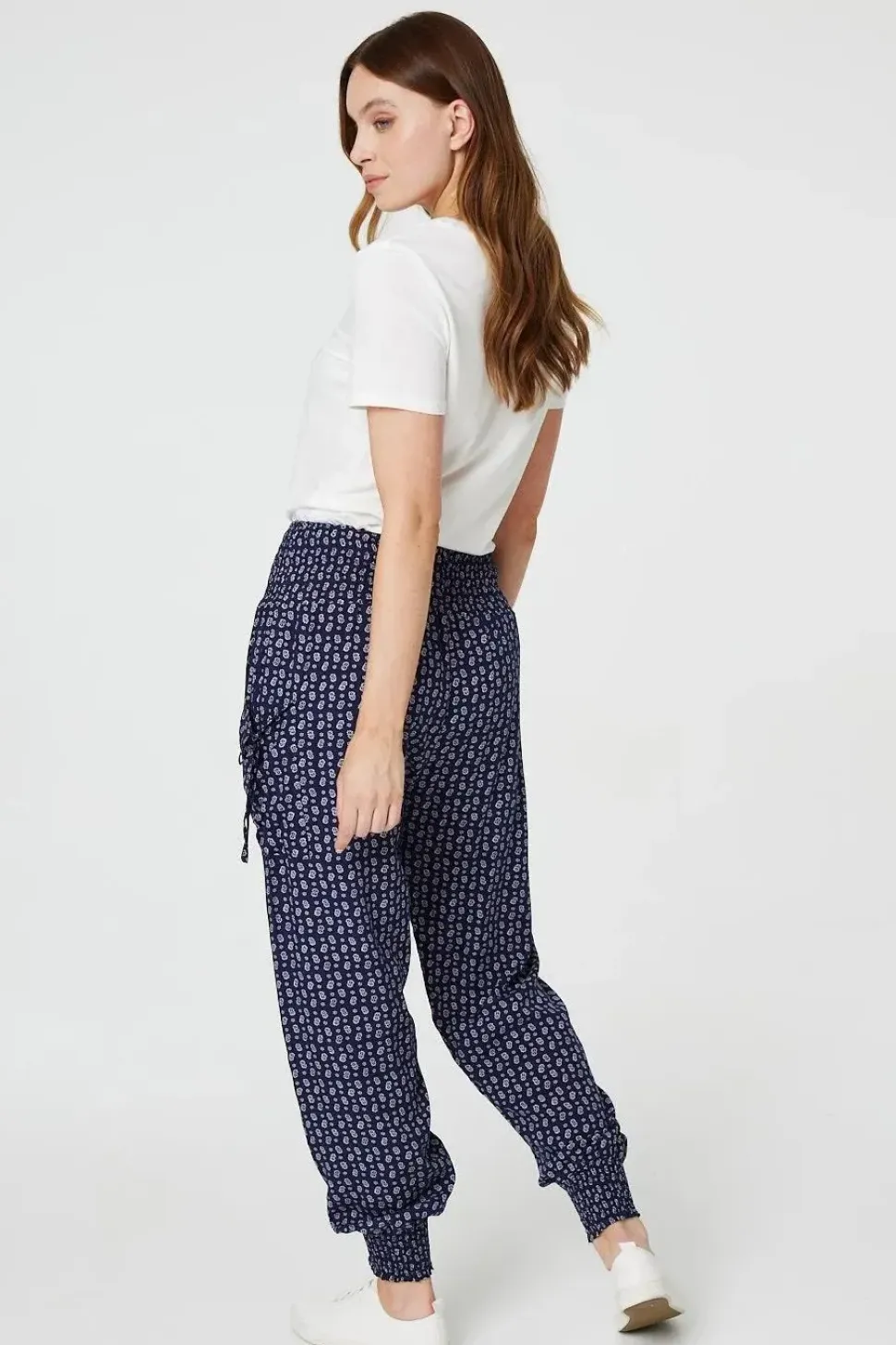 Ditsy Print High Waist Harem Trousers