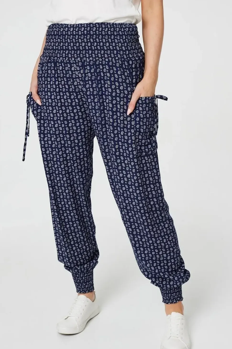 Ditsy Print High Waist Harem Trousers
