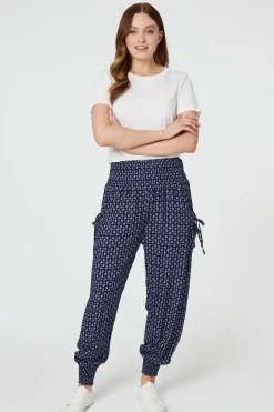 Ditsy Print High Waist Harem Trousers