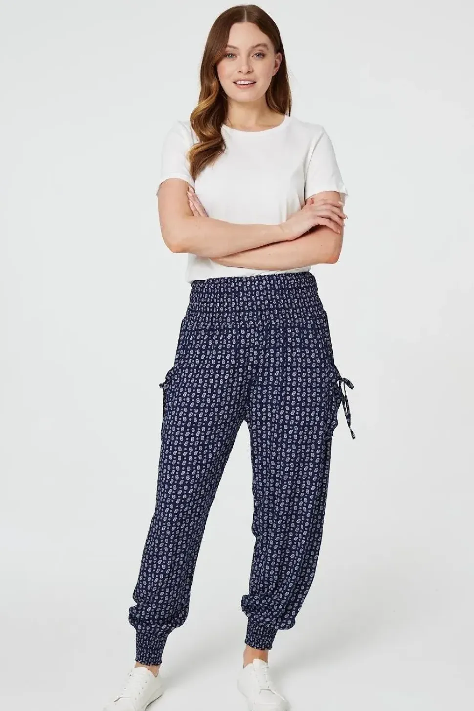 Ditsy Print High Waist Harem Trousers