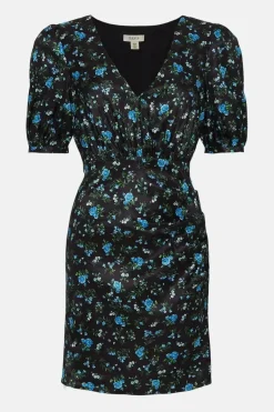 Ditsy Taffeta Ruched Side Mini Dress