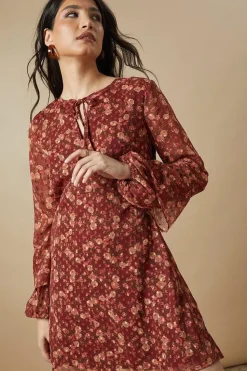 Ditsy Tie Dobby Chiffon Mini Dress