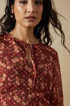 Ditsy Tie Dobby Chiffon Mini Dress