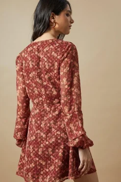 Ditsy Tie Dobby Chiffon Mini Dress