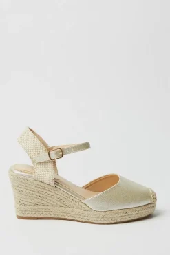 Dixie Shimmer Closed Toe Espadrille Wedge Sandals
