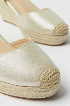 Dixie Shimmer Closed Toe Espadrille Wedge Sandals