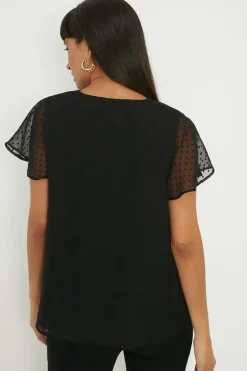 Dobby Chiffon Angel Sleeve Blouse