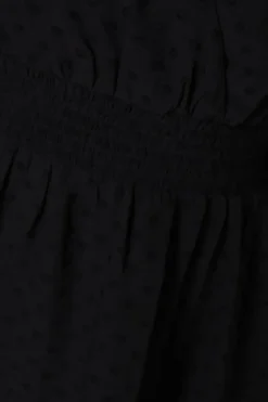 Dobby Chiffon Long Sleeve Shirred Waist Mini Dress