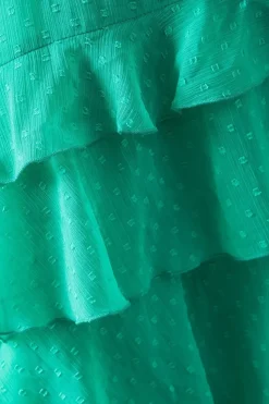 Dobby Chiffon Ruffle Midi Dress