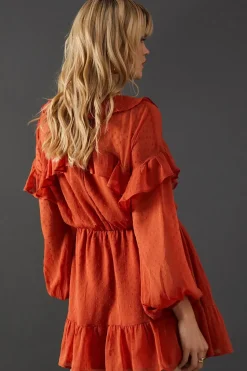 Dobby Chiffon Ruffle Waisted Mini