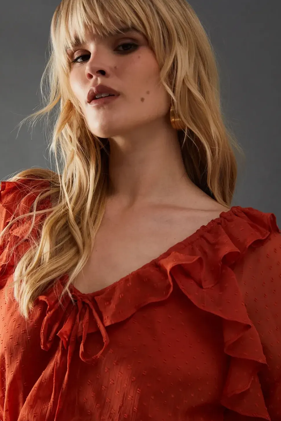 Dobby Chiffon Ruffle Waisted Mini
