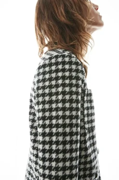 Dogstooth Tweed Long Line Jacket