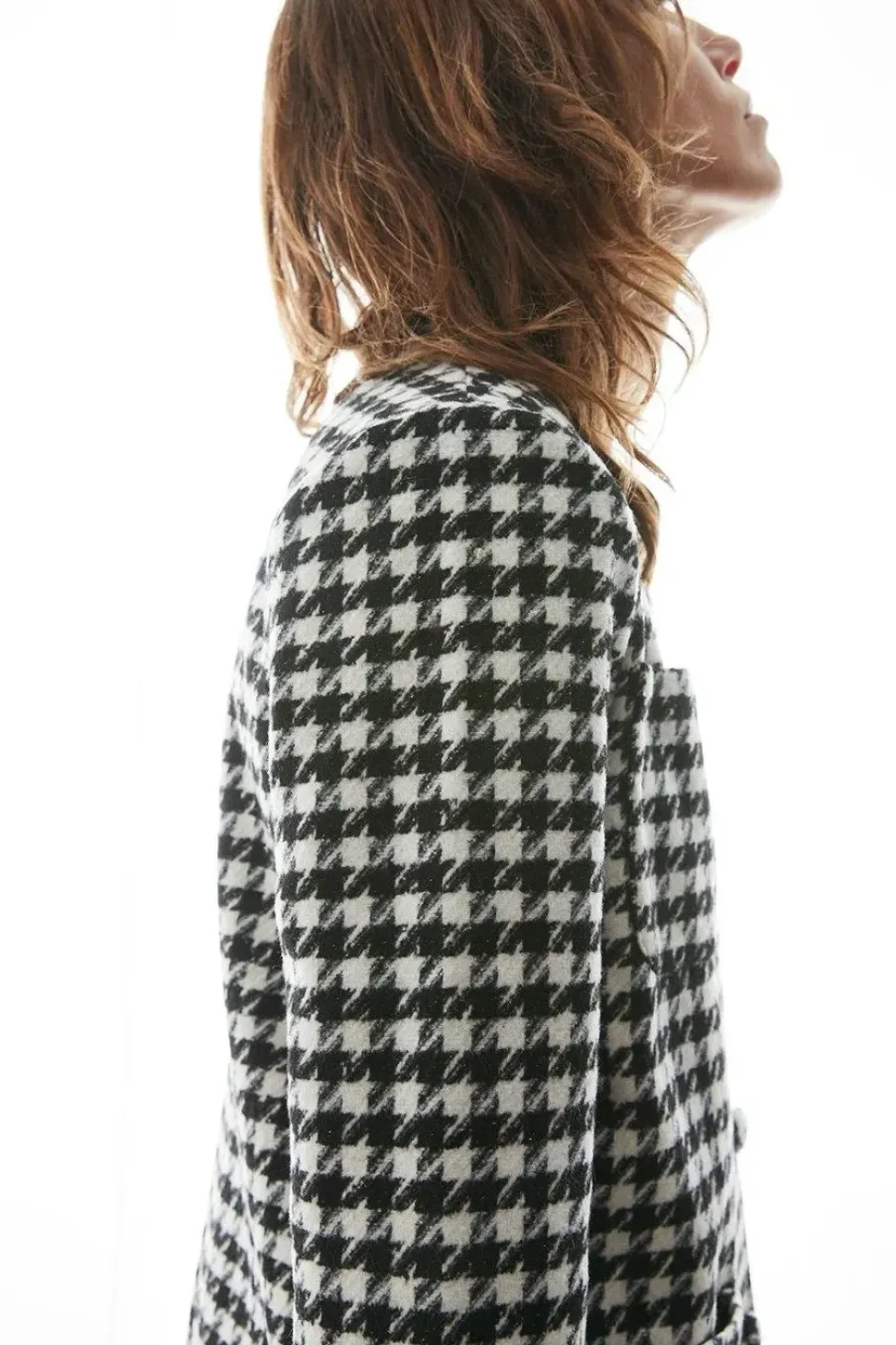 Dogstooth Tweed Long Line Jacket