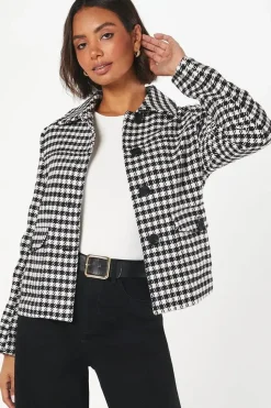 Dogtooth Wool Short Coat