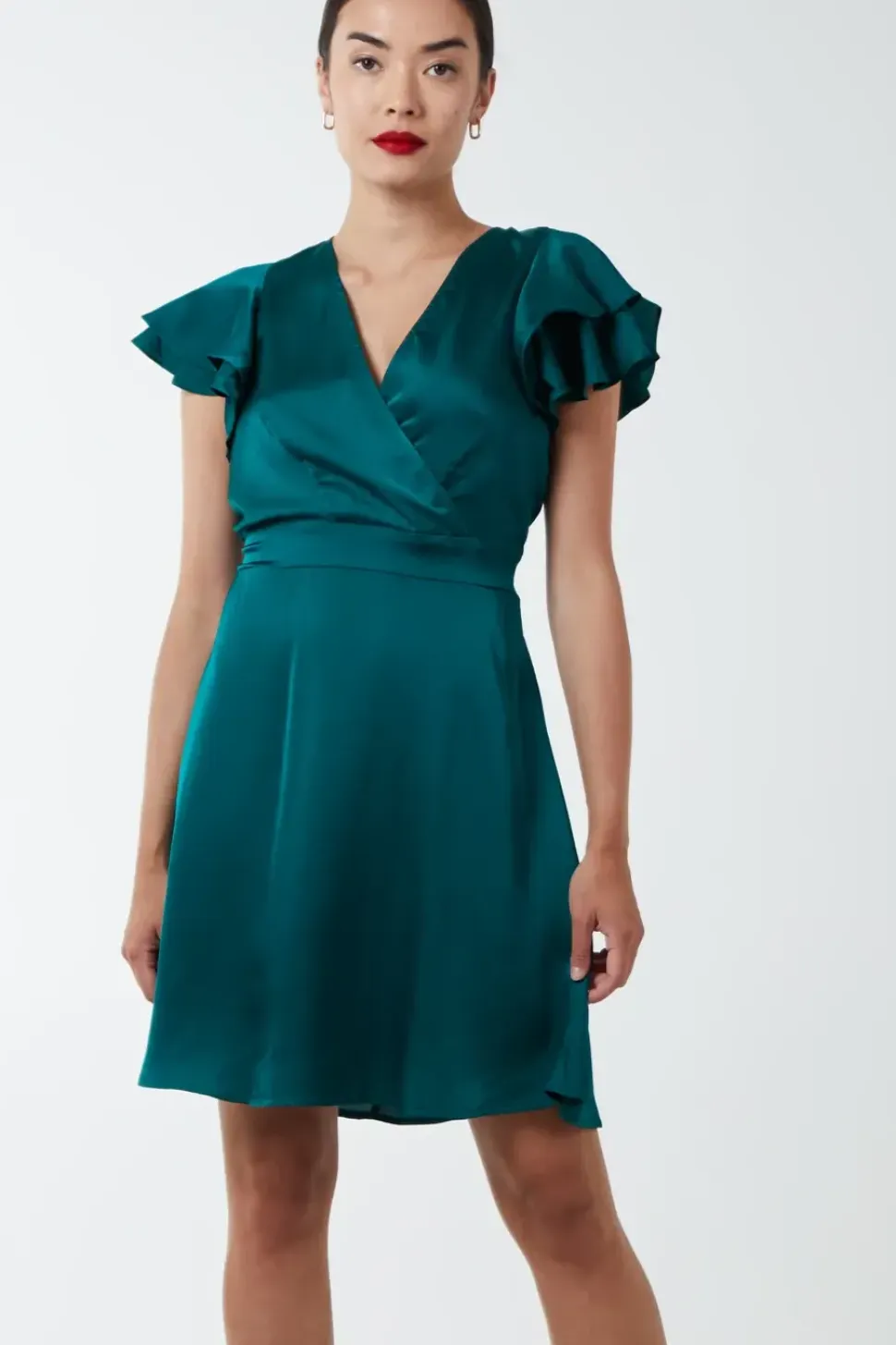 Double Angel Sleeve Wrap Dress