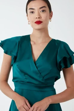 Double Angel Sleeve Wrap Dress
