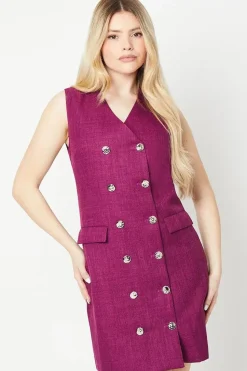 Double Breasted Boucle Shift Dress