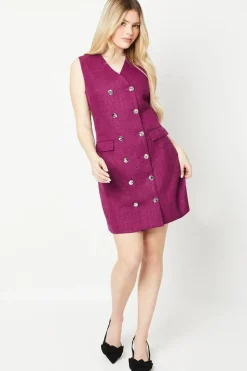 Double Breasted Boucle Shift Dress