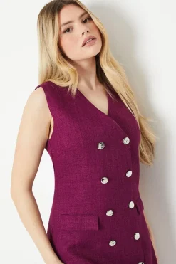 Double Breasted Boucle Shift Dress