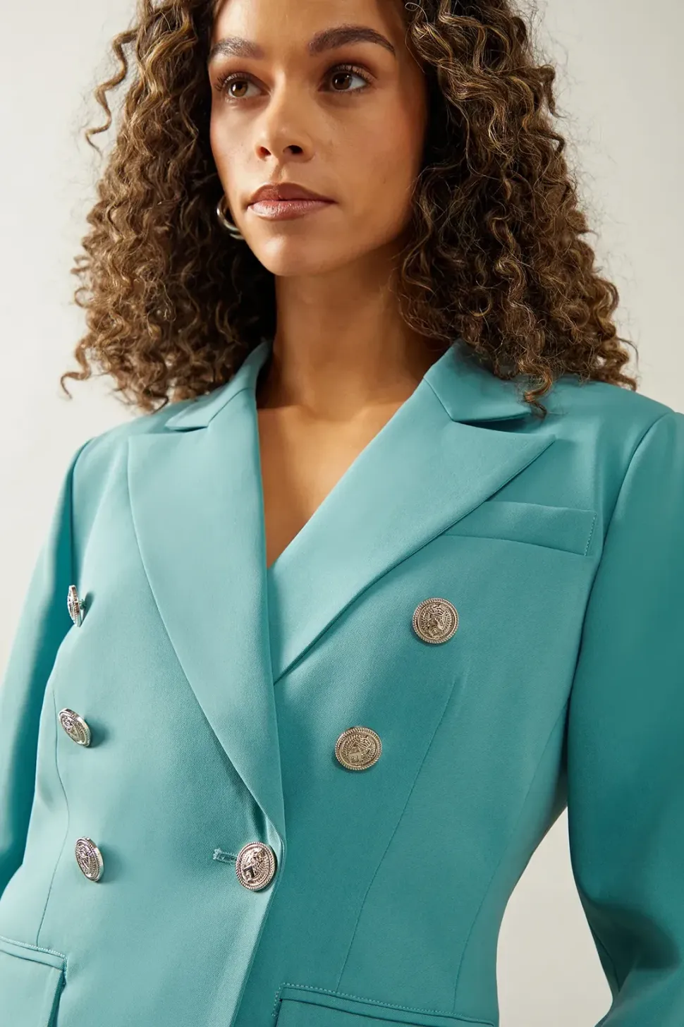 Double Breasted Button Detail Blazer