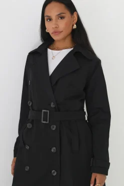 Double-Breasted Longline Trench Coat