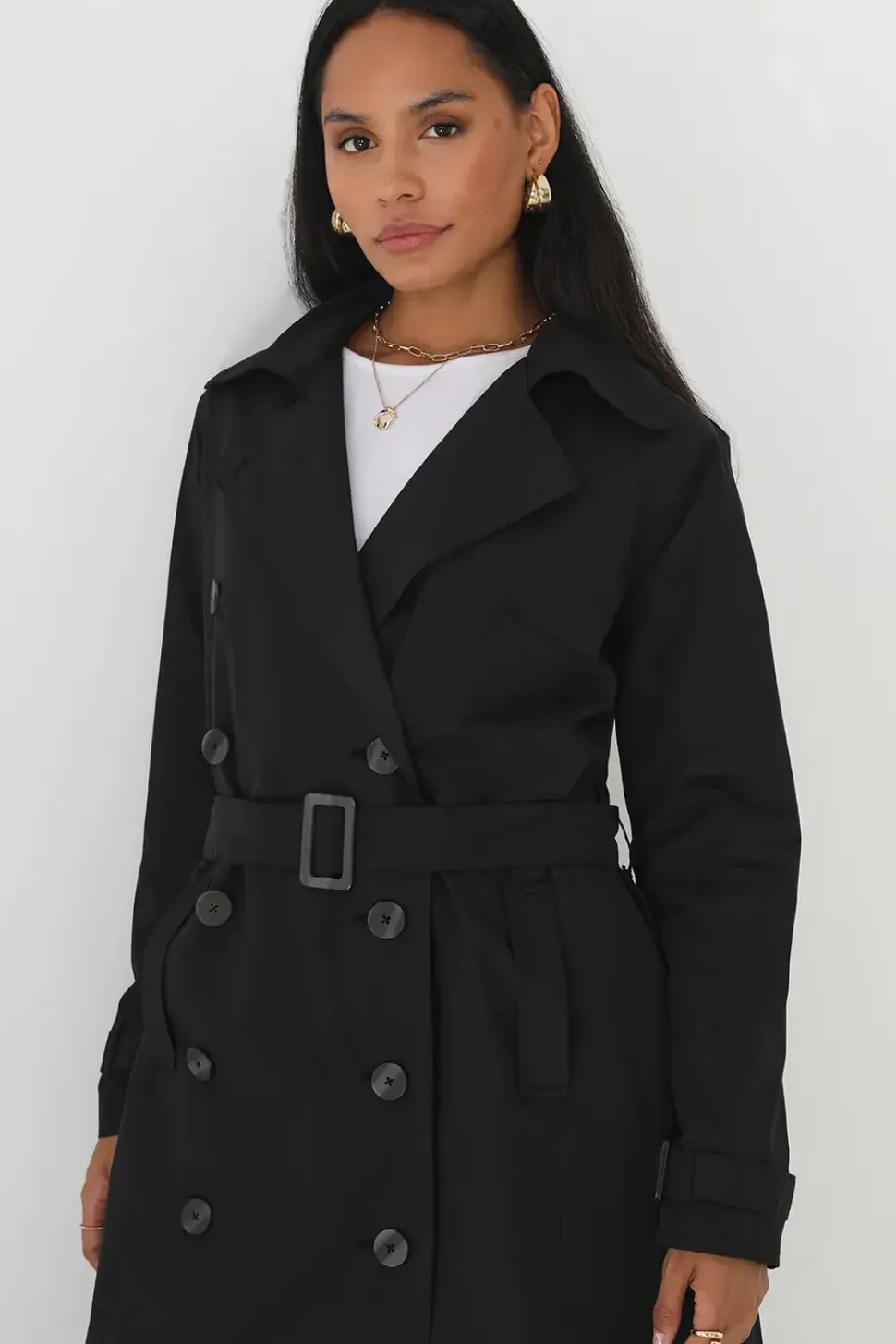 Double-Breasted Longline Trench Coat