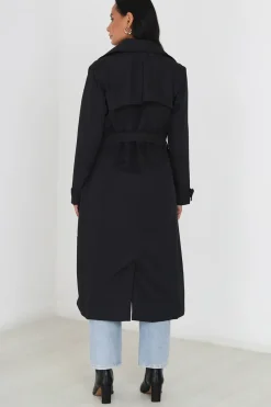 Double-Breasted Longline Trench Coat