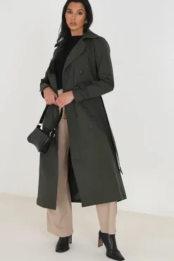 Double-Breasted Longline Trench Coat