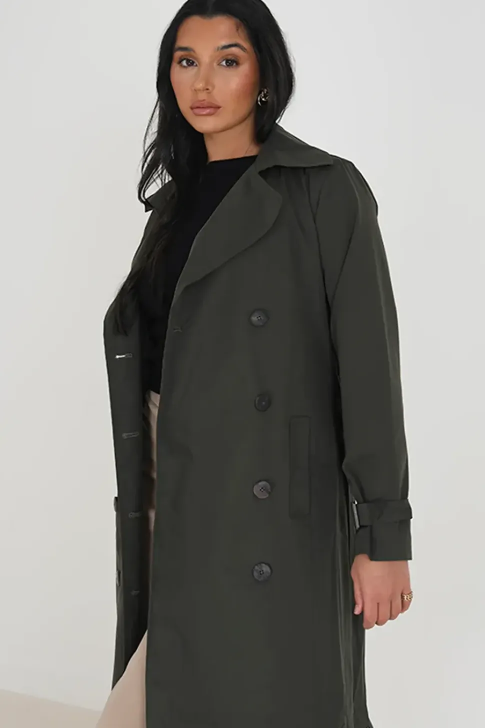 Double-Breasted Longline Trench Coat