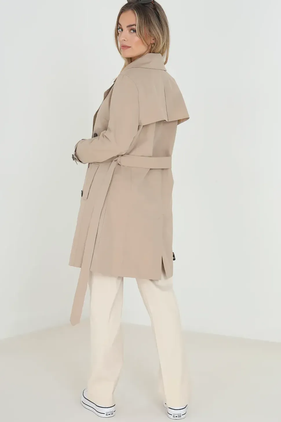 Double Breasted Short Trench Coat